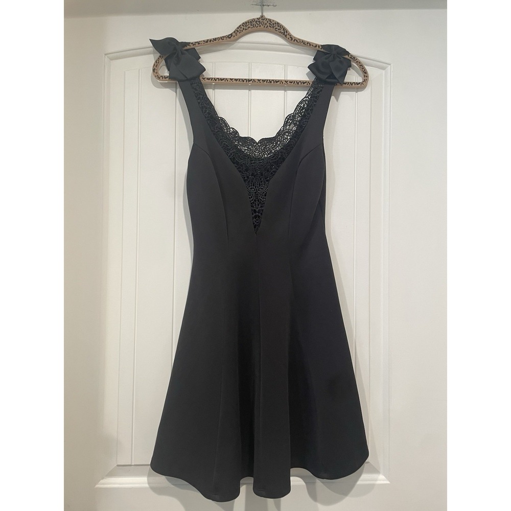 City Studio Lace Fit & Flare Dress Womens Size Medium Juniors Black